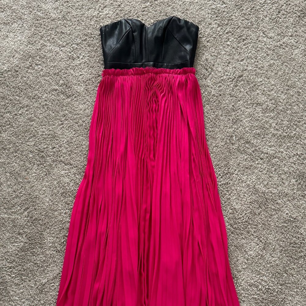 VICI Faux Leather & Flowy Maxi Dress - SMALL
